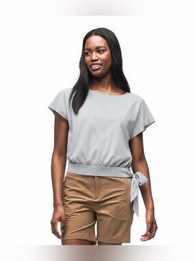 NEW Indyeva Aleste Womens Shirt Light Gray Side Tie Top Size Medium 875